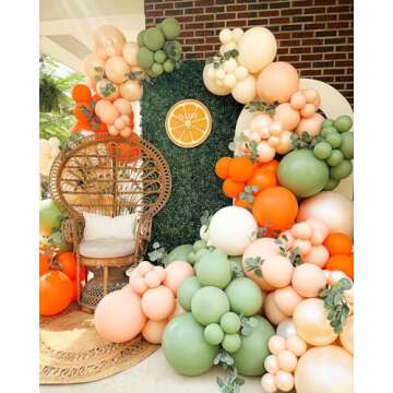 Sage Green and Orange Balloons, 12 Inch Green Brown Orange Balloons Olive Green Brown Beige Jungle Safari Wild Woodland Balloon for Birthday Wedding Baby Shower Party Decorations