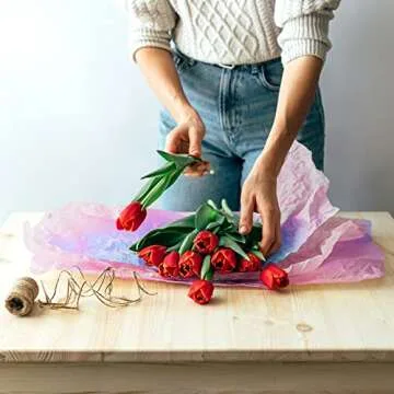 HolyMaji 50 Sheets Pink Purple Blue Gradient Tissue Paper Bulk 20 x 26 Pastel Rainbow Tissue Paper Sheets for Christmas Birthday Baby Showers Wedding Thanksgiving Gift Wrapping DIY Crafts Arts