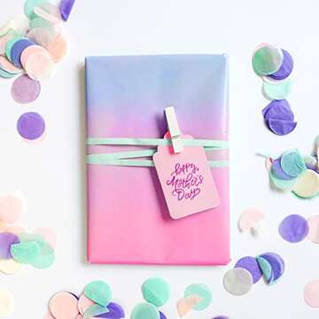 HolyMaji 50 Sheets Pink Purple Blue Gradient Tissue Paper Bulk 20 x 26 Pastel Rainbow Tissue Paper Sheets for Christmas Birthday Baby Showers Wedding Thanksgiving Gift Wrapping DIY Crafts Arts