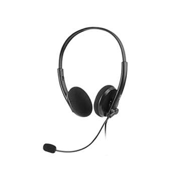 Monoprice WFH 3.5mm + USB Wired Back to Basics Web Meeting Headset - Lightweight, with Adjustable Mi...