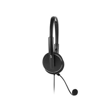 Monoprice WFH 3.5mm + USB Wired Back to Basics Web Meeting Headset - Lightweight, with Adjustable Mic and USB Inline Controller, for Virtual Meetings - Workstream Collection