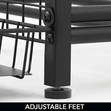 mDesign Metal Heavy Duty Garage Storage System Rack with Top Shelf, Multi-Purpose Sporting Goods Storage with Multiple Compartments, Baskets and Hooks - Holds Equipment, Balls, Bats - Matte Black