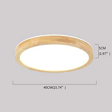 Yasince 15.8" Wooden Round LED Ceiling Light Fixture,Simple Minimalist Neutral Light Ceiling Lamp,Modern Flush Mount Light Fixture for Living Room Bedroom Kitchen Dining Room Restaurant Laundry