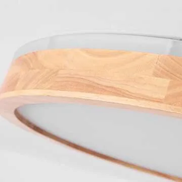 Yasince 15.8" Wooden Round LED Ceiling Light Fixture,Simple Minimalist Neutral Light Ceiling Lamp,Modern Flush Mount Light Fixture for Living Room Bedroom Kitchen Dining Room Restaurant Laundry