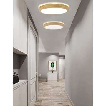 Yasince 15.8" Wooden Round LED Ceiling Light Fixture,Simple Minimalist Neutral Light Ceiling Lamp,Modern Flush Mount Light Fixture for Living Room Bedroom Kitchen Dining Room Restaurant Laundry