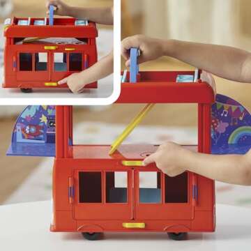 Peppa Pig 2-in-1 Party Bus Playset with 3 Figures and 13 Accessory Pieces, Preschool Toys for Girls and Boys, Kids Gifts, Ages 3+