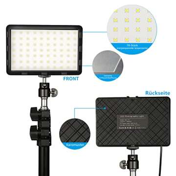 Photography Video Lighting Kit, LED Studio Streaming Lights W/70 Beads & Color Filter for Camera Photo Desktop Computer Conference Game Stream YouTube TikTok Portrait Shooting Pack of 2