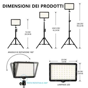Photography Video Lighting Kit, LED Studio Streaming Lights W/70 Beads & Color Filter for Camera Photo Desktop Computer Conference Game Stream YouTube TikTok Portrait Shooting Pack of 2