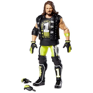 WWE AJ Styles Elite Series #74 Deluxe Action Figure with Realistic Facial Detailing, Iconic Ring Gea...
