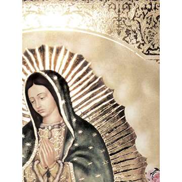 Our Lady Of Guadalupe Body Portrait Roses (8"x10") Gold Foil - Religious Wall Art Laminated Print Un...