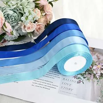 TONIFUL 5 Colors Satin Ribbon Rolls for Crafting and Gifts