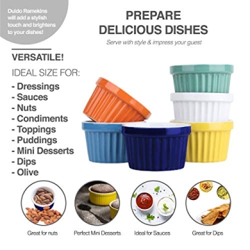 Vibrant Souffle Dish Ramekin Set with Spoons - 6-Pack