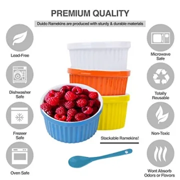 Vibrant Souffle Dish Ramekin Set with Spoons - 6-Pack