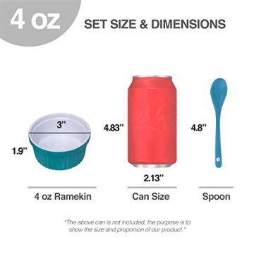 Vibrant Souffle Dish Ramekin Set with Spoons - 6-Pack