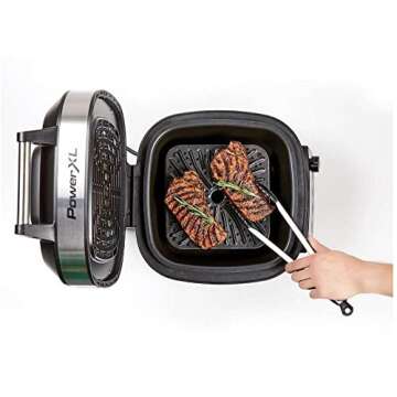 PowerXL Grill Air Fryer Combo 6 QT 12-in-1 Indoor Slow Cooker, Roast, Bake, 1550-Watts, Stainless Steel Finish (Standard)