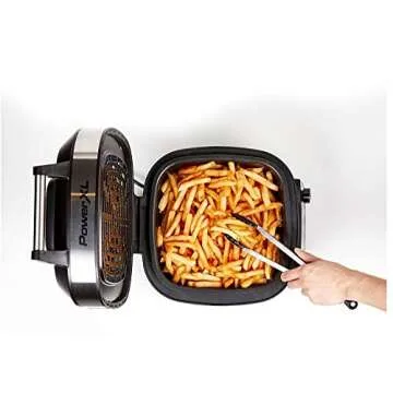 PowerXL Grill Air Fryer Combo 6 QT 12-in-1 Indoor Slow Cooker, Roast, Bake, 1550-Watts, Stainless Steel Finish (Standard)