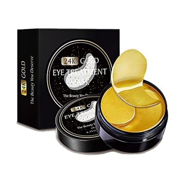 24k Gold Eye Masks-with Collagen Under Eye Patches, Dark Circles Under Eye Gel Treatment Masks, Unde...