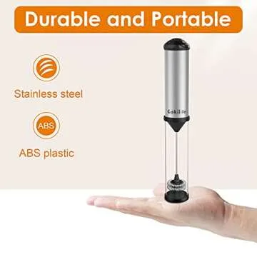 Milk Frother Handheld - Gokilife Electric Whisk Drink Mixer Mini Foam Maker Hand Foamer for Bulletproof Coffee, Latte, Cappuccino, Hot Chocolate, Protein Powder (Sliver01)