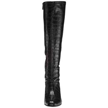 Franco Sarto Womens Tribute Knee High Heeled Boot Black Stretch Croco 8 M
