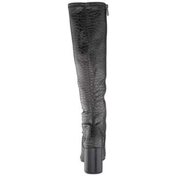 Franco Sarto Womens Tribute Knee High Heeled Boot Black Stretch Croco 8 M