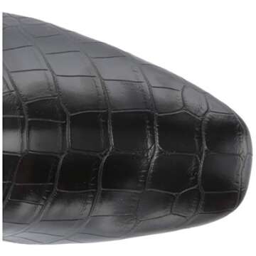 Franco Sarto Womens Tribute Knee High Heeled Boot Black Stretch Croco 8 M