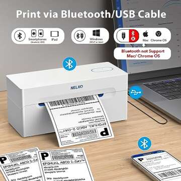 Nelko Bluetooth Thermal Shipping Label Printer - Fast & Efficient Wireless Solution