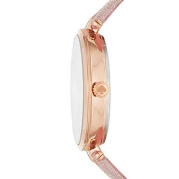 Kate Spade New York Women's Holland Quartz Metal and Leather Three-Hand Watch, Color: Rose Gold Glit...