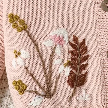 Lamgool Baby Girls Cardigan Sweater - Hand-Embroidered Toddler Coat