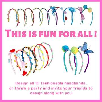 Headband Making Kit for Girls, Make Your Own Fashion Headbands, Arts & Crafts Gift for Ages 5 6 7 8 9 10 11 12 Year Old Kids, Birthday Holiday Gift for Girls Ideas, DIY Toy Gifts for Ages 5-12