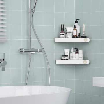 Sotfamily Shower Caddy Corner, 2 Pack Adhesive Corner Shower Shelves for Bathroom Organizers and Sto...
