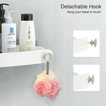 Sotfamily Shower Caddy Corner, 2 Pack Adhesive Corner Shower Shelves for Bathroom Organizers and Storage, Rust Free Plastic Rack for Bathroom Accessories & Decor, White