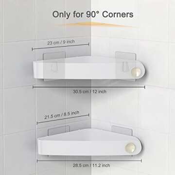 Sotfamily Shower Caddy Corner, 2 Pack Adhesive Corner Shower Shelves for Bathroom Organizers and Storage, Rust Free Plastic Rack for Bathroom Accessories & Decor, White