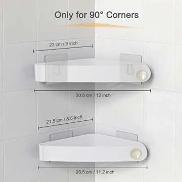 Sotfamily Shower Caddy Corner, 2 Pack Adhesive Corner Shower Shelves for Bathroom Organizers and Storage, Rust Free Plastic Rack for Bathroom Accessories & Decor, White