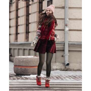 ATHVOTAR Fleece Lined Winter Tights - Stylish Warm Leggings