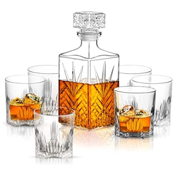 Paksh Whiskey Decanter Set with 6 Glasses - Italian Quality