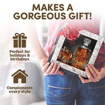 Paksh Whiskey Decanter Set with 6 Glasses - Italian Quality