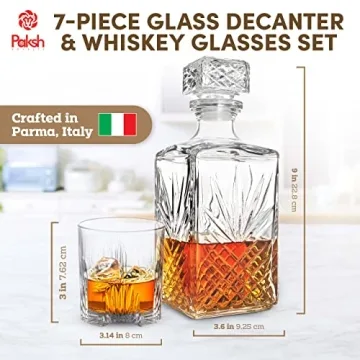 Paksh Whiskey Decanter Set with 6 Glasses - Italian Quality