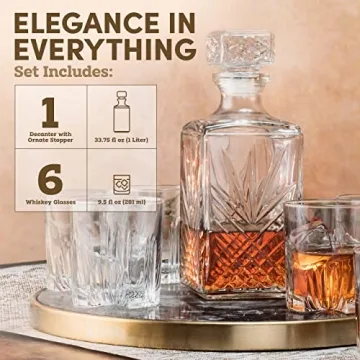 Paksh Whiskey Decanter Set with 6 Glasses - Italian Quality