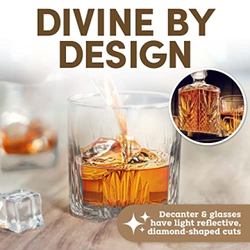 Paksh Whiskey Decanter Set with 6 Glasses - Italian Quality