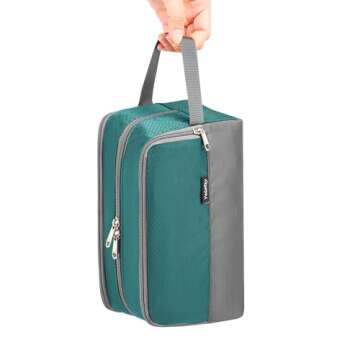 Yeiotsy Small Wash Bag, Ultra-thin Travel Shaving Kit Mesh Toiletry Bag Toiletry Organizer Dopp Bag for Outdoors (Emerald Green)