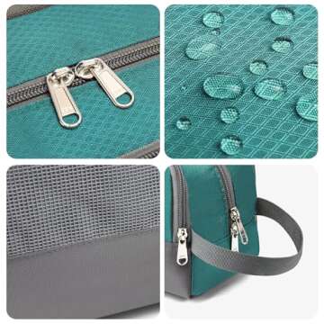 Yeiotsy Small Wash Bag, Ultra-thin Travel Shaving Kit Mesh Toiletry Bag Toiletry Organizer Dopp Bag for Outdoors (Emerald Green)