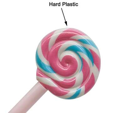 Maydahui 12 PCS Lollipops Pen Rainbow Swirl Spinning Shaped Rollerball Pens Black Gel Ink Multicolor Candy Design for Students Students Girls Valentine's Day