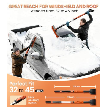 Zanch 3-in-1 Extendable Snow Brush & Ice Scraper for Cars
