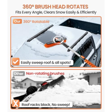 Zanch 3-in-1 Extendable Snow Brush & Ice Scraper for Cars