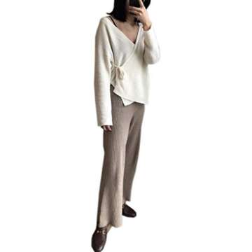 SANGTREE Cashmere Drawstring Wide Leg Lounge Pants