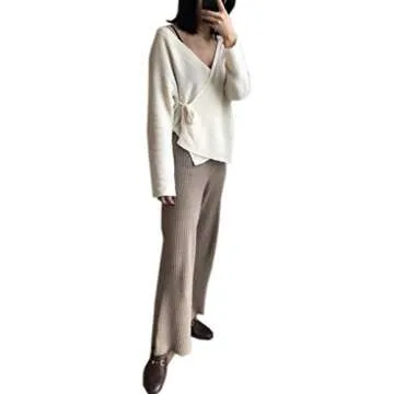 SANGTREE Cashmere Drawstring Wide Leg Lounge Pants