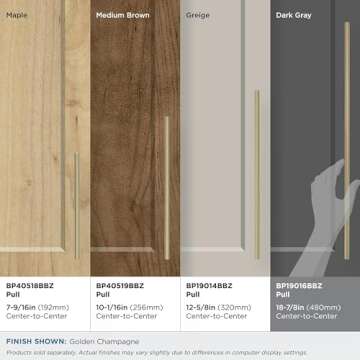 Amerock | Cabinet Pull | Golden Champagne | 18-7/8 inch (480 mm) Center to Center | Bar Pulls | 1 Pack | Drawer Pull | Drawer Handle | Cabinet Hardware