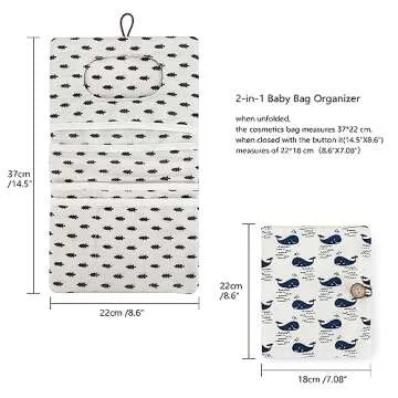 Lmbabter Removable Organizer Insert Baby Bag Organizer,Diaper Bag with 6 Total Pockets, Handbag & Tote Bag for Women Mommy Nurse (Whale)