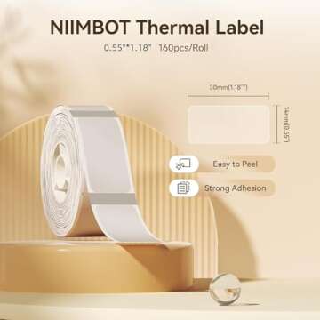 NIIMBOT Thermal Label Maker Paper 0.55"×1.18" Stickers Waterproof Tear-Resistant Self-Adhesive Repl...