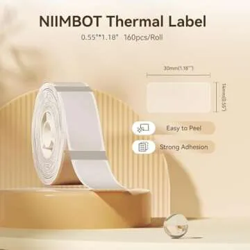NIIMBOT Thermal Label Maker Paper 0.55"×1.18" Stickers Waterproof Tear-Resistant Self-Adhesive Repl...